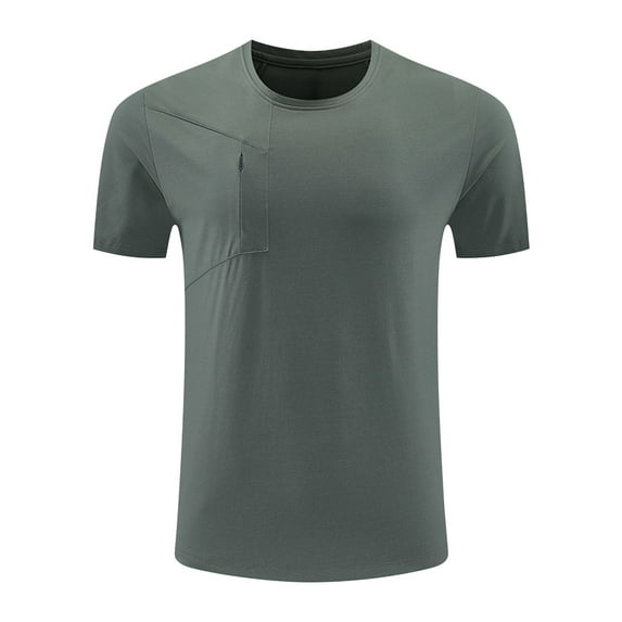 White T-Shirts for Men Plain Tshirts Mens Sport Shirts Casual Breathable Short Sleeve Stretch Soft Gym Athlete Tshirt Muscle Workout Training Tees with Pocket