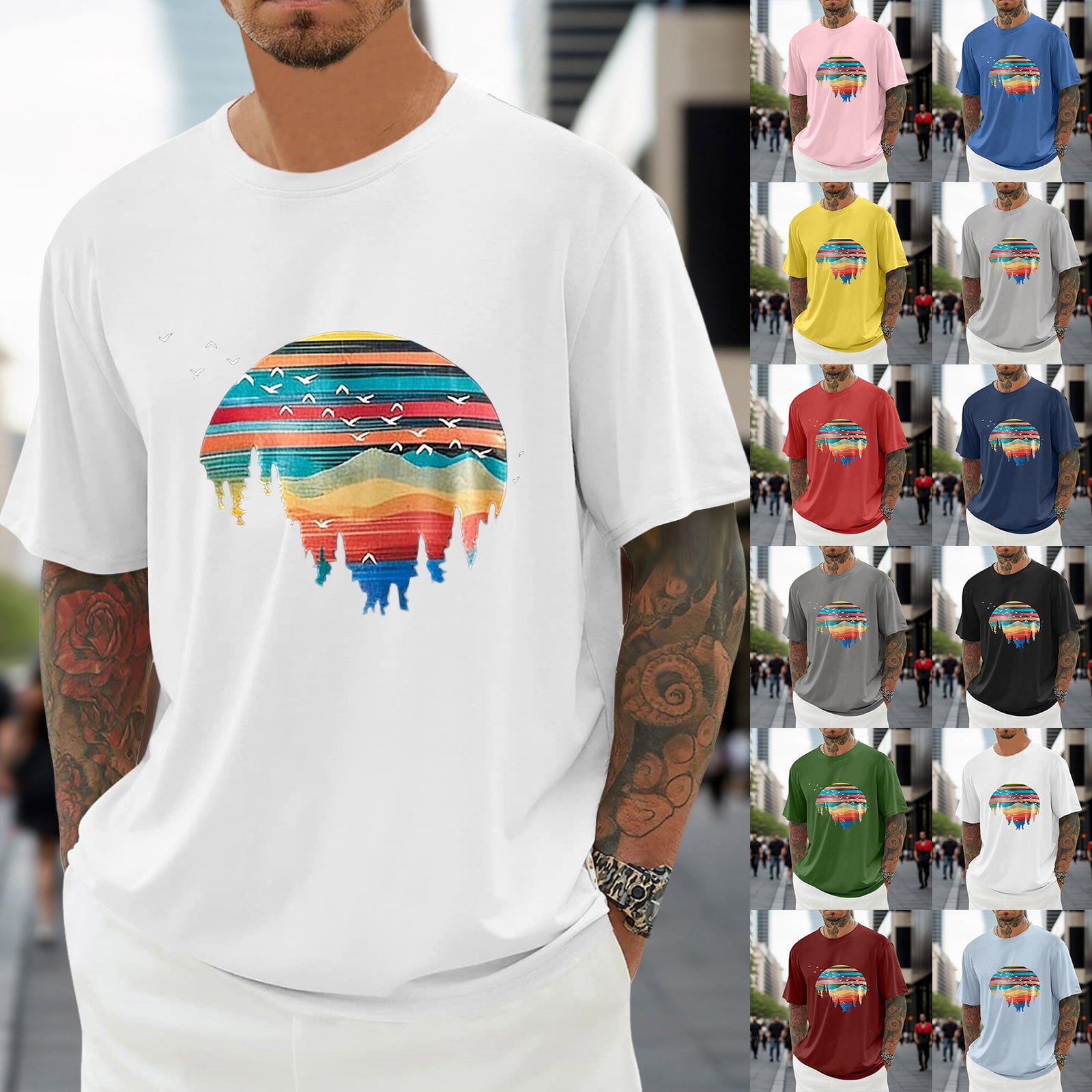 White T Shirts for Men Cotton Lightweight Loose Fit Round Neck ...