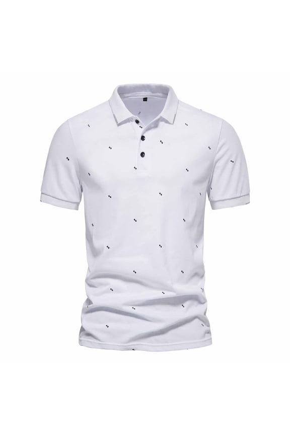 White T Shirts for Men Summer Fashion Casual Short Sleeve T-shirt Slim Fit Men's Top Lapel Shirt Beach Shirts For Men,White,L