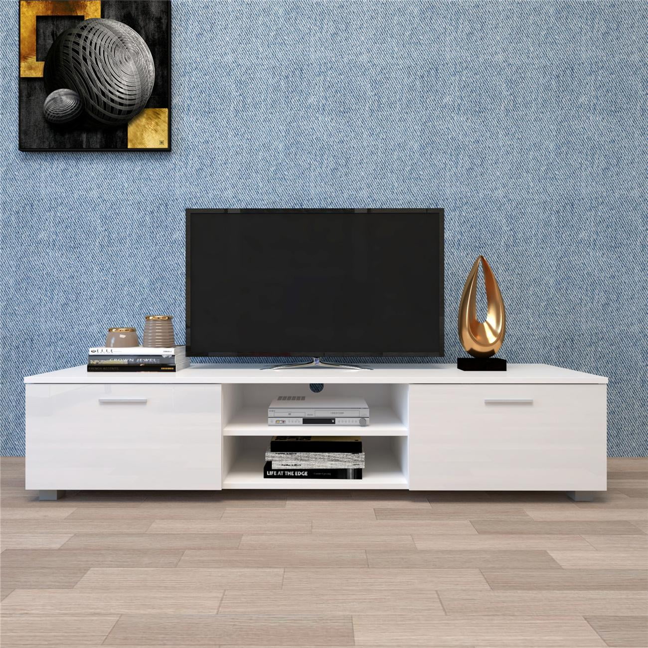 White TV Stand for 70 Inch, Modern TV Media Console
