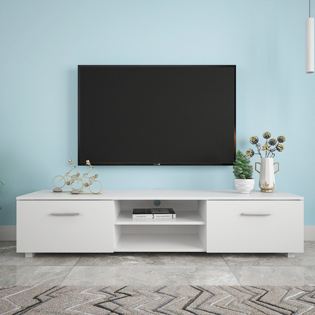 "White TV Stand for 70 Inch TV Stands, Media Console Entertainment