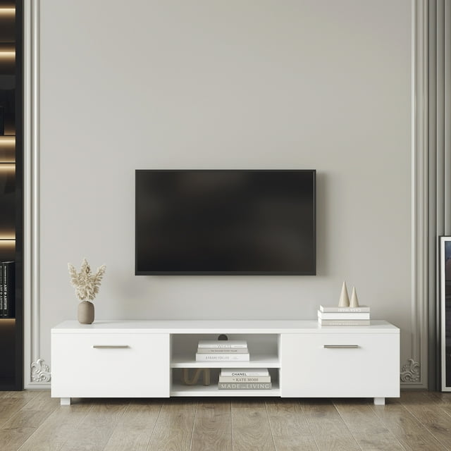 White TV Stand for 70 Inch TV Stands, Media Console Entertainment