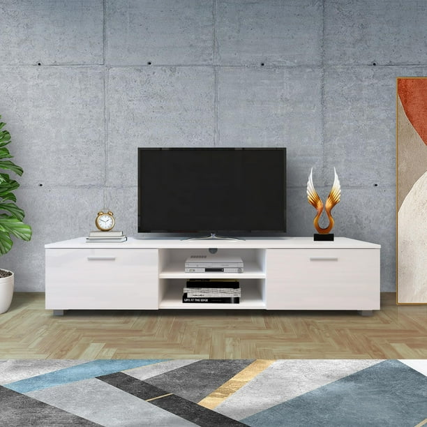 White TV Stand for 70 Inch TV Stands, Media Console Entertainment