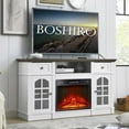 White TV Stand with Fireplace Farmhouse TV Stand for 65 Inch TV Wood 58