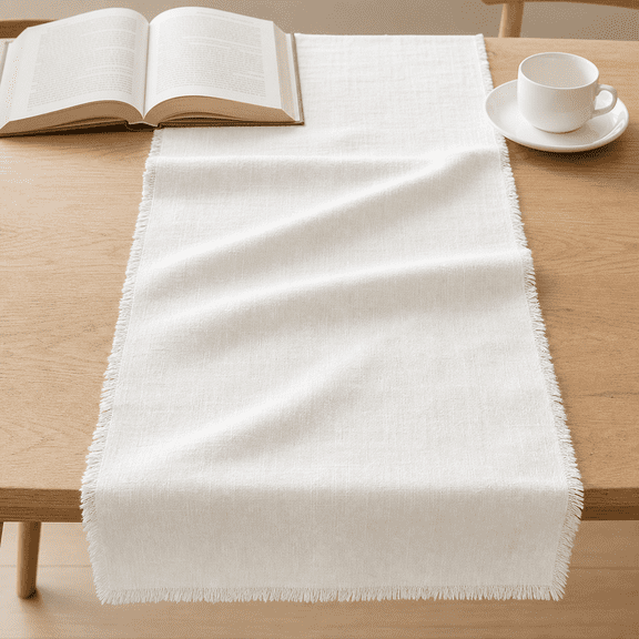 White Table Runner 14 X 120 Inches Long Slub Textureton Linen For Rustic Home Decorations Dining Room Wedding Decor Reception Bridal Shower Thanksgivingmas