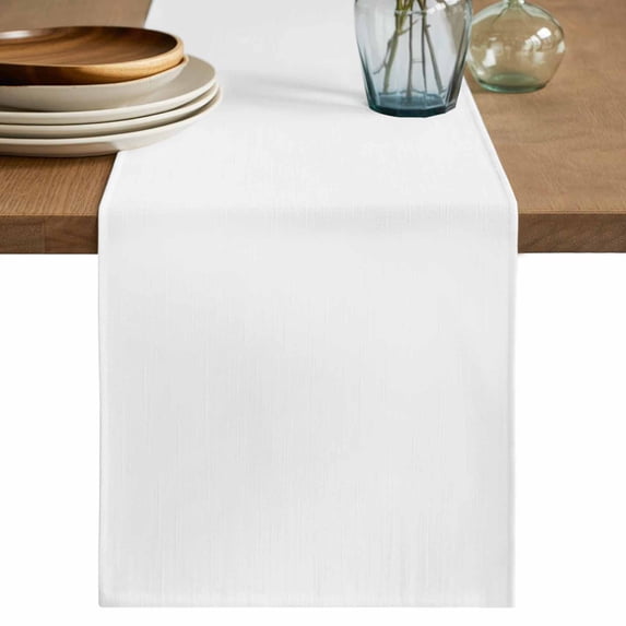 White Table Runner, Modern Minimalist Pure Soild Color Washable Cotton Linen Table Runners 120 Inches Long, Dresser Scarf Runner for Dining/Living Room/Kitchen/Square Tables 13''x120''
