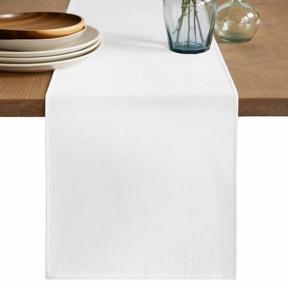 White Table Runner, Modern Minimalist Pure Soild Color Washable Cotton Linen Table Runners 36 Inches Long, Dresser Scarf Runner for Nightstand/End Tables/Round Tables 13''x36''