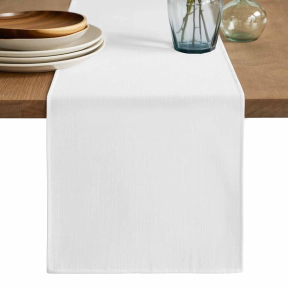 White Table Runner, Modern Simple White Backdrop Washable Cotton Linen Table Runners 108 Inches Long, Dresser Scarf Runner for Dining/Living Room/Kitchen/Square Tables 13''x108''