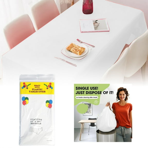 White Tablecloth Table Covers, Heavy-Duty Disposable Tablecloth for Event, Wedding, Birthday, Durable & Waterproof Party Tablecloths â 54â x 108â Rectangular Cloths