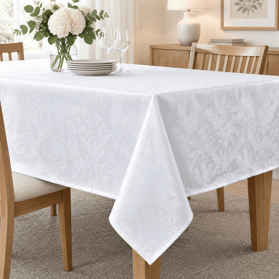 White Tablecloth Rectangle 52 X 70 Inch Jacquard - Walmart.com
