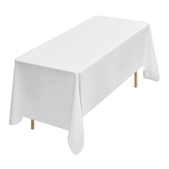 White Tablecloths for Rectangle Tables 10 Pack 70 x 120 Inches Reusable Machine Washable Wrinkle Resistant Polyester Fabric Table Covers for Wedding Party Banquet