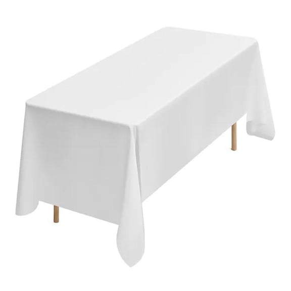White Tablecloths for Rectangle Tables, 6 Pack, Reusable and Machine Washable, Wrinkle-Resistant Polyester Fabric Table Covers for Wedding, Party, Banquet