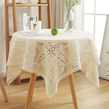 White Tablecloths Vintage Square Crochet Lace Doilies Tablecloths Table Cover Topper Wedding Home Party Decor