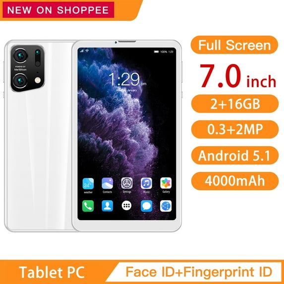 White_Tablet Aoujea HD Tablet WiFi Bluetooth Android Voice Call Game Tablet,,7Inch IPS Display Screen,WiFi,2GB RAM+16GB ROM,4000mAh, Android 5.1 System on Clearance