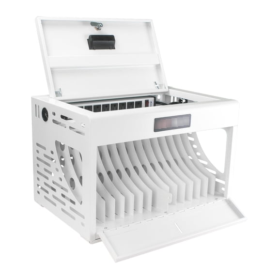 White Tablet Charging Cabinet for 16 Devices in Classroom/Library Store and Charge Up to 16 Tablets with Steel Construction