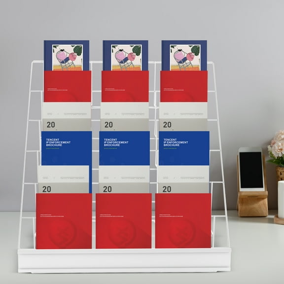 White Tabletop Book Rack, Magazine Rack for Table Top, Book Display Stand Tabletop Book Rack