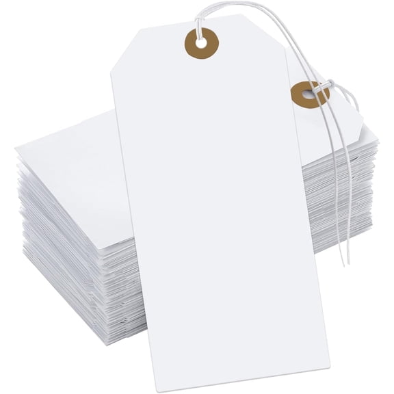 White Tags with String Attached,100 Pcs Large Price Tags Paper Hanging Tags with Elastic Rope Attached,Writable Marking Tags Gift Tags for All Occasions 4.76''×2.36''