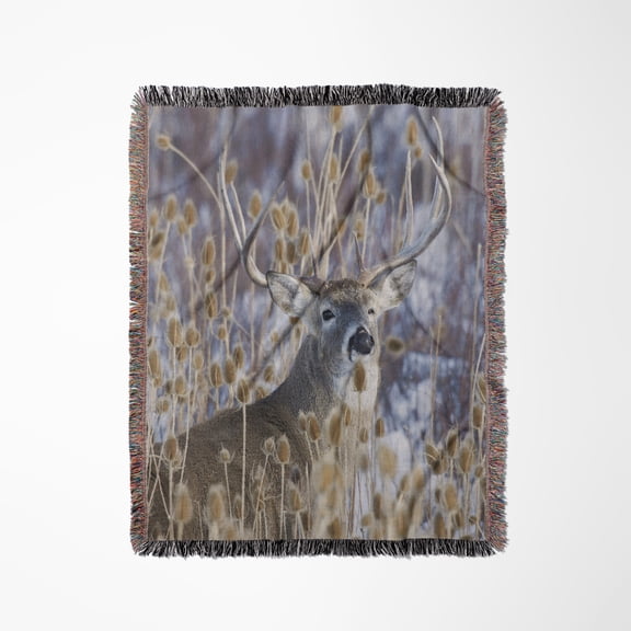 White-Tail Deer Buck., Woven Blanket