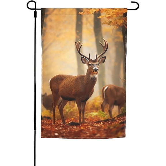 White Tail Deer Garden Flag 12x18 in Indoor Outdoor Double Sided Flag Vivid Color and Fade proof - Small Yard Flags for Outside Holiday Banner Wall Art Hanging Poster