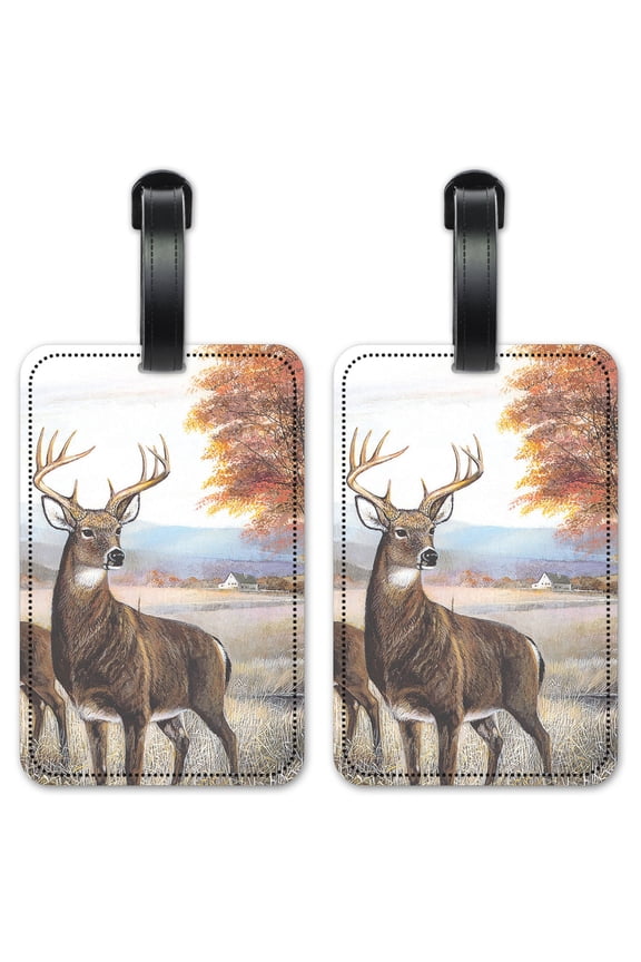 White Tail Deer - Luggage ID Tags / Suitcase Identification Cards - Set of 2