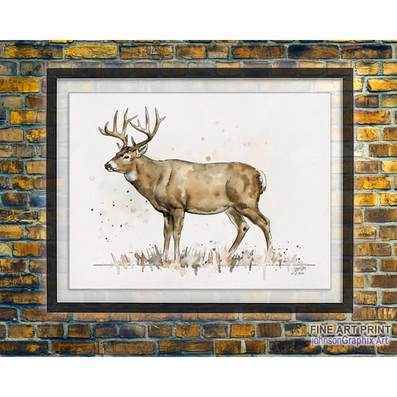 White Tail Deer Wall Art Print Hunting Decor Unframed Paper Print