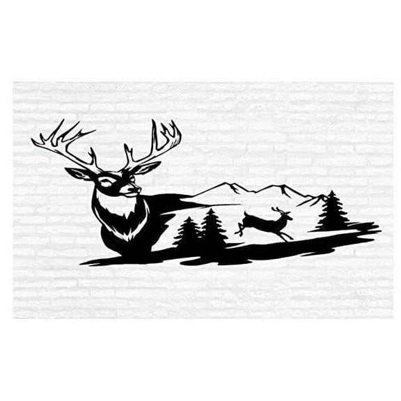 White Tail Deer Wall Decal Hunting Buck Man Cave Animal Rustic Cabin Lodge Mountains Hunting Vinyl Art Sticker Graphic Home Decor