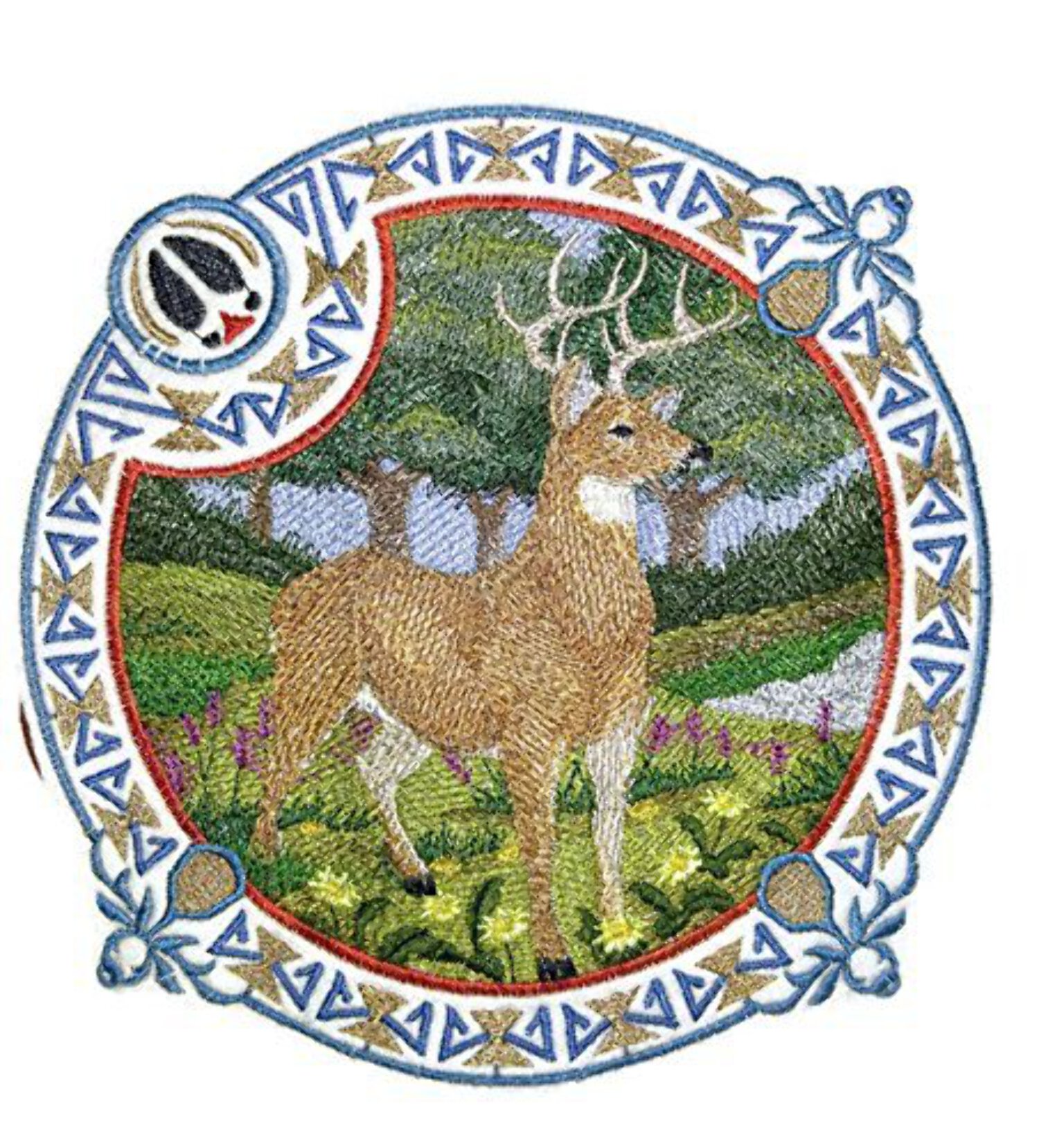 White Tailed Buck Shield Embroidered Iron on/Sew patch [7