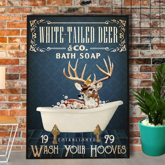 White-Tailed Deer And Bath Soap Company Wash Your Hooves Vertical Paper Poster No Frame 11 x 17 Inch Poster