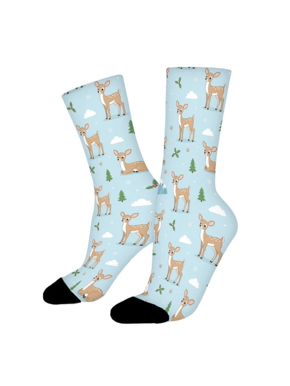 White Tailed Deer Animal Funny Novelty Crew Socks for Women Men Sports