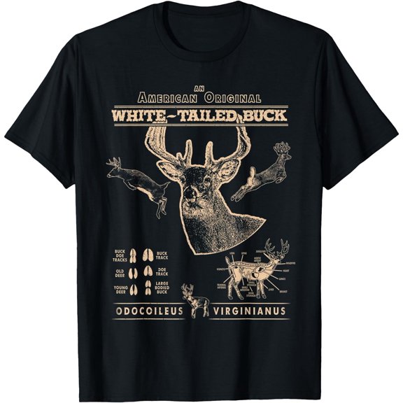 White-Tailed Deer Buck Anatomy, Deer Hunter Hunting Design T-Shirt
