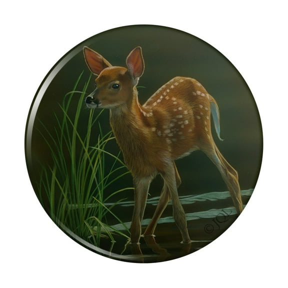 White-Tailed Fawn Alert Baby Deer Pinback Button Pin