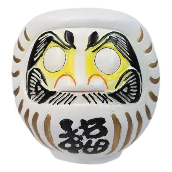 White Talisman of Purity Luck Japanese Zen Daruma Figurine With Unpainted Eyes