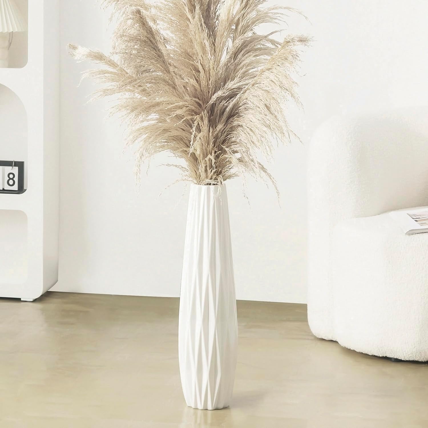 White Tall Floor Vase, 24" Tall Ceramic Vase Decorative Large Vases for ...