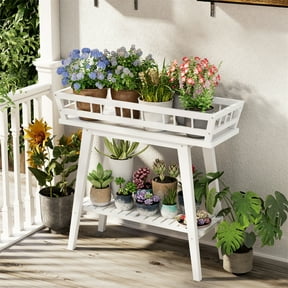 White Tall Plant Stand Table Indoor Outdoor Plant Shelf Flower Display Organizer Rack