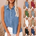 thumbnail image 1 of White Tank Top Woman Womens Tanks Fashionable Women's Summer Solid Color Sleeveless Slit Pocket Button Up Shirt Gray L, 1 of 6