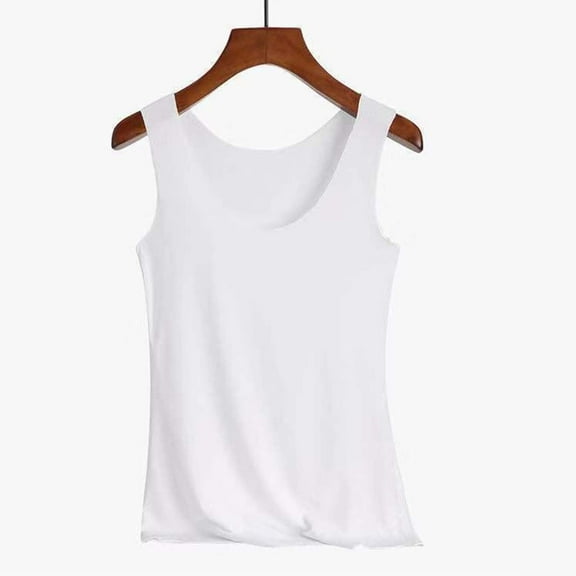 White Tank Tops for Women 2024, Camisole Tops for Women, Womens Tank Tops Sleeveless Scoop Neck Loose Fit Summer Clothes, M