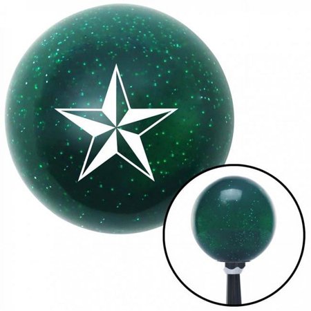 White Tattoo Star Thin Green Metal Flake Shift Knob with M16 x 1.5 Insert Shifter
