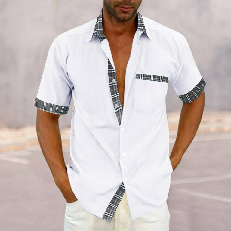 White Teacher Shirts Mens Fashion Casual Cotton And Linen Buckle