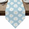 thumbnail image 1 of White Teal Daisy Table Runner Linen Burlap Table Runner 90 Inches Long Spring Summer Floral Farmhouse Dresser Scarves for Kitchen Island Coffee Dining Room Party Wedding Banquet Holiday Decor 13"x90", 1 of 8