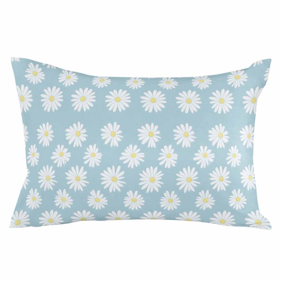 White Teal Daisy Throw Pillow Cover 24 x 36 Inch Decorative Pillow Cover Spring Summer Floral Farmhouse Lumbar Pillowcase Seasonal Rectangle Cushion Case for Couch Sofa Bed Living Room