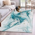 thumbnail image 1 of White Teal Marble Area Rug 4x6 Washable Rug Non Slip Modern Abstract Art Marble Fluid Large Area Rug Indoor Floor Carpet for Entryway Bedroom Kitchen Living Room Home Office Dining Room Nursery, 1 of 7