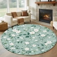 thumbnail image 1 of White Teal Spring Floral Round Area Rug 7 FT,Non Slip Living Room Area Carpet,Watercolor Flowers Summer Botanical Washable Soft Circular Rug Floor Carpet for Bedside Office Play Room Classroom, 1 of 9