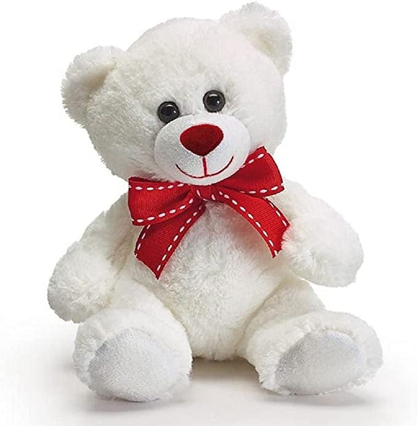 White teddy bear cheap with red bow
