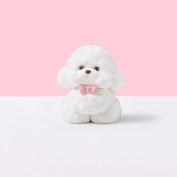 White Teddy Dog with Pink Bow Taba Squishy Toys for Adults  Cute Stress Relief Fidget Sensory Toys, Soft Silicone Squeeze Gifts for Teens Adults