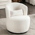 White Teddy Swivel Accent Chair 360° Rotation Lounge Chair with Metal