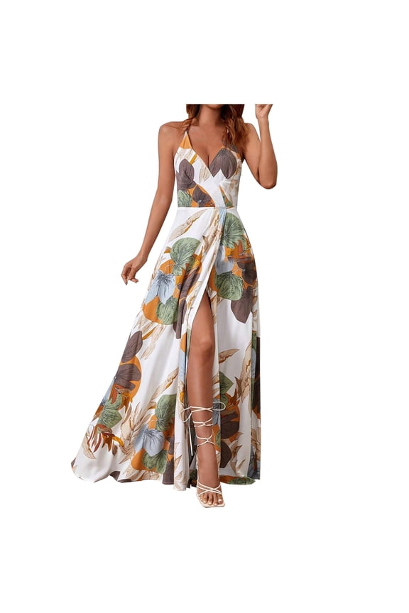 White Teen Girls Print Spandex Dress for Women Slip Long Happy Holiday Gift Casual Slit Fall Summer Dress 2026 Clothing Trendy Country Concert Y2K XXL