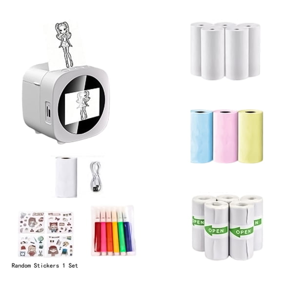 White Teens WIFI Thermal Printer, Intelligent Voice Conversation Photo Printer, Youth Printers, WIFI Connected Thermal Photo Generator, Easy to Operate for Youth Home & Academy Use