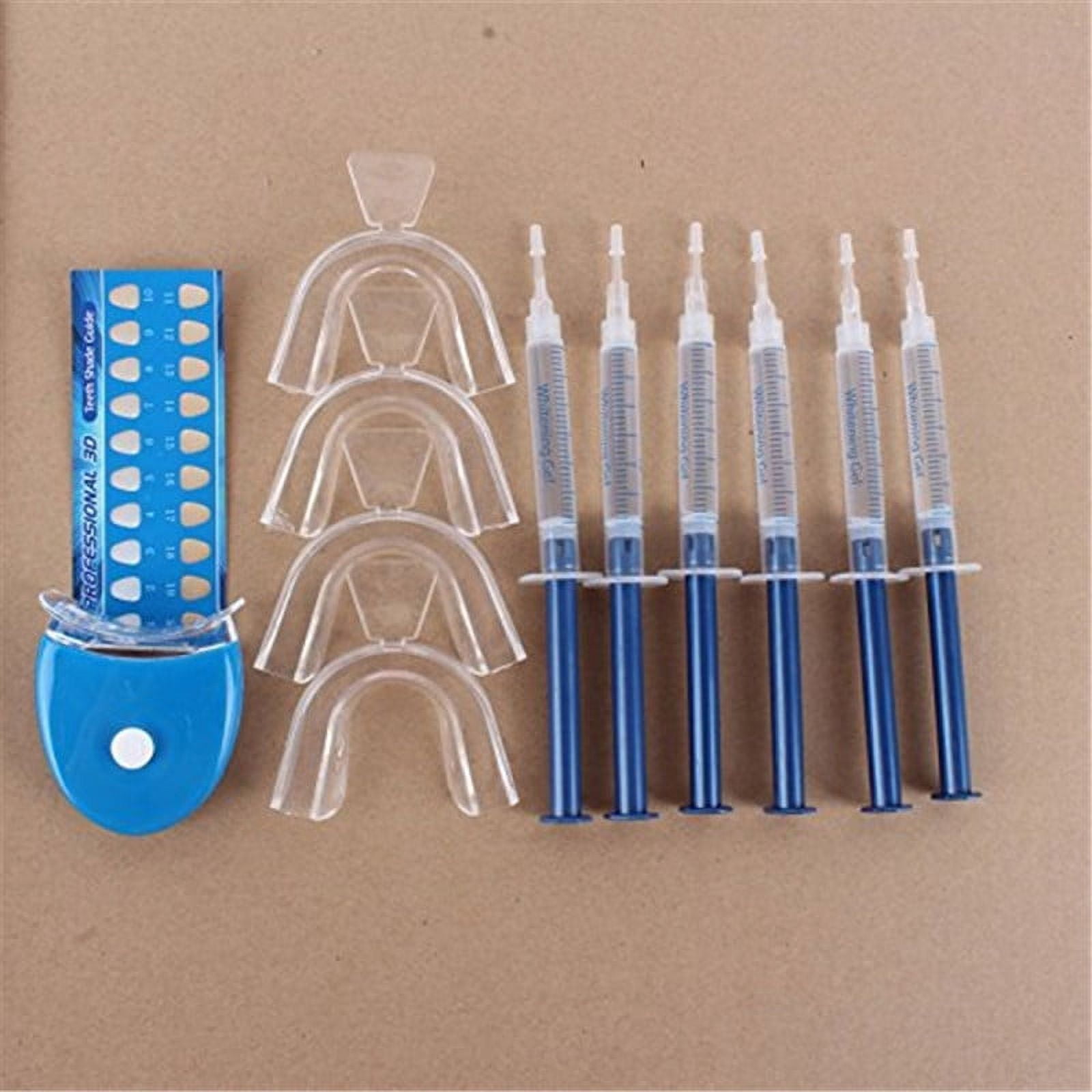 White Teeth Global 44% Carbamide Peroxide 6 Syringes of Teeth Whitening Gel - LED Accelerator Light - Mouth Trays - Shade Guide - Instructions Sheet