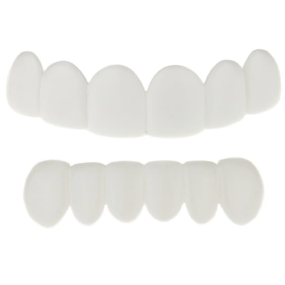 White Teeth Grillz Set Top & Bottom Row Removable Plastic Grill Pre-Made Instant Bright Smile Hip Hop Mouth Grills