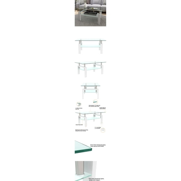 White Tempered Glass Center Table / Easy to Clean for Daily Use